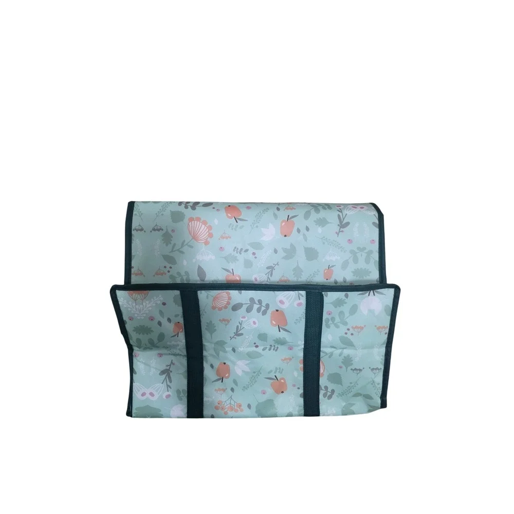 Baleine Insulated Grocery Bag Botanical Apple Print Reusable Thermal Tote Green